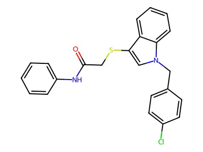 2-((1-(4-chlorobenzyl)-1H-indol-3-yl)thio)-N-phenylacetamide structure