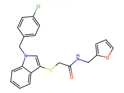 2-[1-[(4-chlorophenyl)methyl]indol-3-yl]sulfanyl-N-(furan-2-ylmethyl)acetamide structure