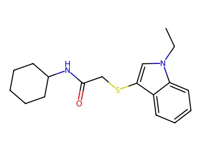 N-cyclohexyl-2-(1-ethylindol-3-yl)sulfanylacetamide structure