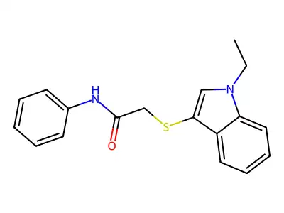 2-((1-ethyl-1H-indol-3-yl)thio)-N-phenylacetamide structure