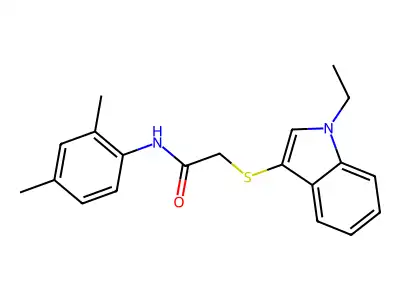 N-(2,4-dimethylphenyl)-2-((1-ethyl-1H-indol-3-yl)thio)acetamide structure