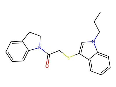 1-(indolin-1-yl)-2-((1-propyl-1H-indol-3-yl)thio)ethanone structure