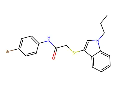 N-(4-bromophenyl)-2-((1-propyl-1H-indol-3-yl)thio)acetamide structure