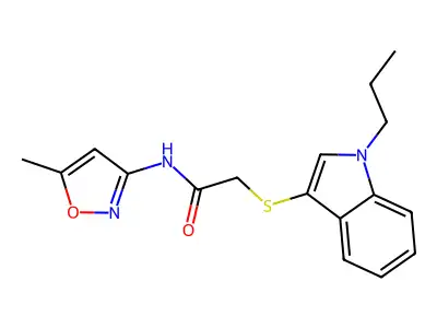 N-(5-methylisoxazol-3-yl)-2-((1-propyl-1H-indol-3-yl)thio)acetamide structure