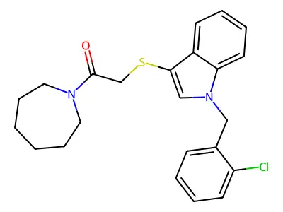 1-(Azepan-1-yl)-2-[1-[(2-chlorophenyl)methyl]indol-3-yl]sulfanylethanone structure