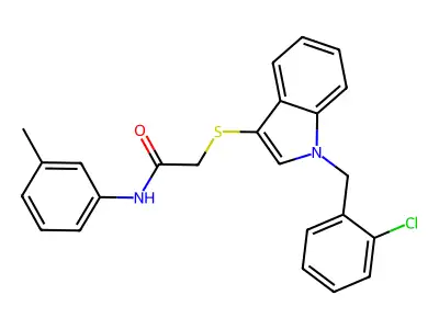 2-((1-(2-chlorobenzyl)-1H-indol-3-yl)thio)-N-(m-tolyl)acetamide structure
