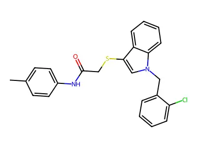 2-[1-[(2-chlorophenyl)methyl]indol-3-yl]sulfanyl-N-(4-methylphenyl)acetamide structure