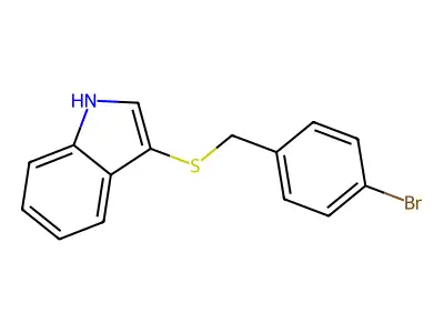3-((4-bromobenzyl)thio)-1H-indole structure