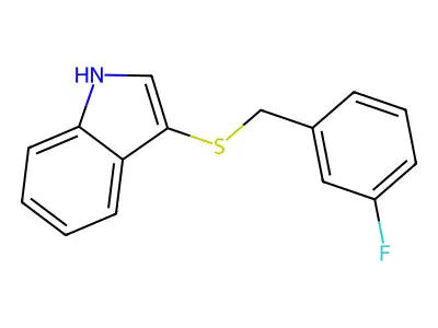 3-((3-fluorobenzyl)thio)-1H-indole structure