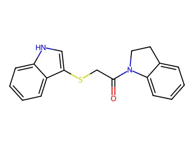 2-((1H-indol-3-yl)thio)-1-(indolin-1-yl)ethanone structure