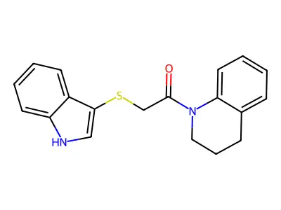 1-(3,4-dihydro-2H-quinolin-1-yl)-2-(1H-indol-3-ylsulfanyl)ethanone structure