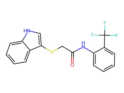 2-(1H-indol-3-ylsulfanyl)-N-[2-(trifluoromethyl)phenyl]acetamide structure
