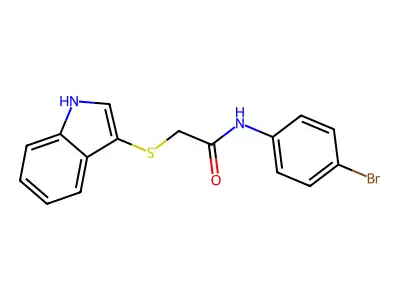 N-(4-bromophenyl)-2-(1H-indol-3-ylsulfanyl)acetamide structure