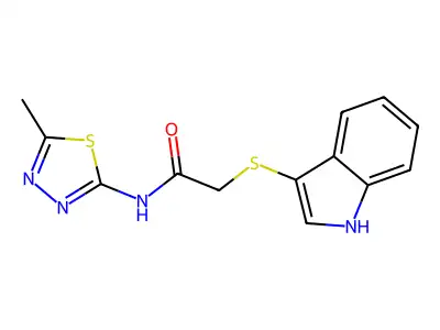 2-(1H-indol-3-ylsulfanyl)-N-(5-methyl-1,3,4-thiadiazol-2-yl)acetamide structure