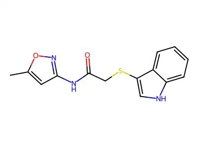 2-(1H-indol-3-ylsulfanyl)-N-(5-methyl-1,2-oxazol-3-yl)acetamide structure