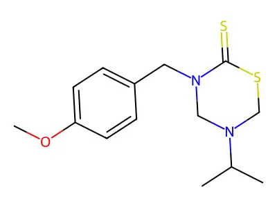 5-Isopropyl-3-(4-methoxybenzyl)-1,3,5-thiadiazinane-2-thione structure