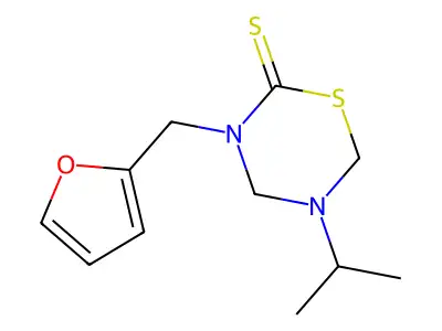 3-(Furan-2-ylmethyl)-5-isopropyl-1,3,5-thiadiazinane-2-thione structure