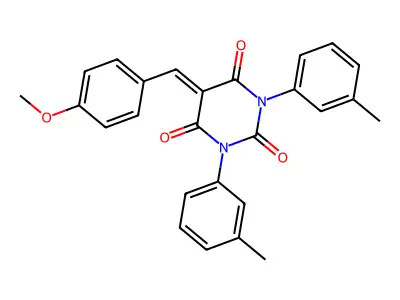 5-[(4-methoxyphenyl)methylidene]-1,3-bis(3-methylphenyl)-1,3-diazinane-2,4,6-trione structure