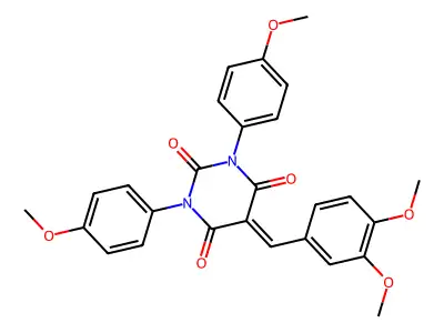 5-[(3,4-dimethoxyphenyl)methylidene]-1,3-bis(4-methoxyphenyl)-1,3-diazinane-2,4,6-trione structure