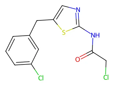 2-chloro-N-{5-[(3-chlorophenyl)methyl]-1,3-thiazol-2-yl}acetamide structure