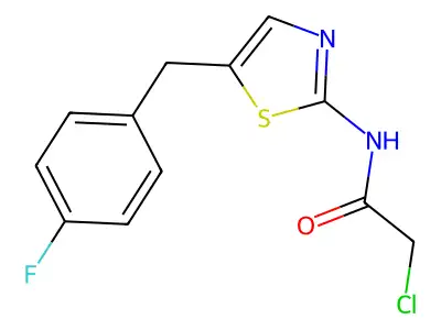 2-chloro-N-{5-[(4-fluorophenyl)methyl]-1,3-thiazol-2-yl}acetamide structure
