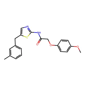2-(4-methoxyphenoxy)-N-[5-(3-methylbenzyl)-1,3-thiazol-2-yl]acetamide structure