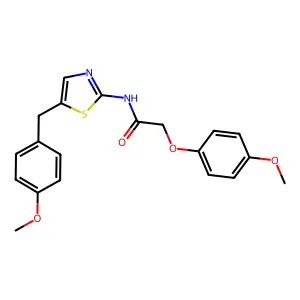 N-[5-(4-methoxybenzyl)-1,3-thiazol-2-yl]-2-(4-methoxyphenoxy)acetamide structure