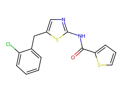N-(5-(2-chlorobenzyl)thiazol-2-yl)thiophene-2-carboxamide structure