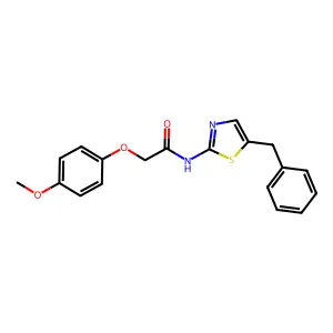 N-(5-benzyl-1,3-thiazol-2-yl)-2-(4-methoxyphenoxy)acetamide structure