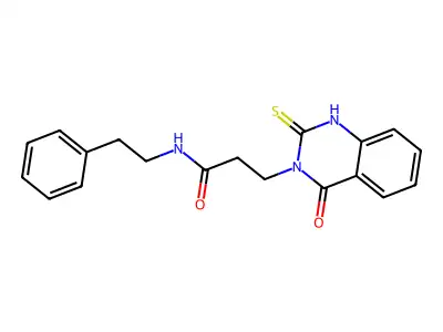 3-(4-oxo-2-thioxo-1,2-dihydroquinazolin-3(4H)-yl)-N-phenethylpropanamide structure