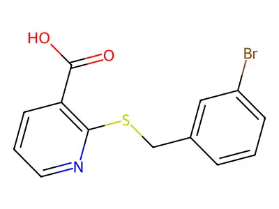 2-{[(3-Bromophenyl)methyl]sulfanyl}pyridine-3-carboxylic acid structure