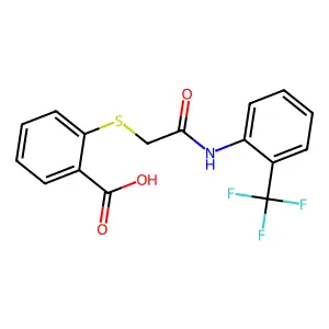 2-((2-Oxo-2-((2-(trifluoromethyl)phenyl)amino)ethyl)thio)benzoic acid structure