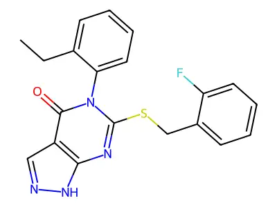 5-(2-Ethylphenyl)-6-((2-fluorobenzyl)thio)-1,5-dihydro-4H-pyrazolo[3,4-d]pyrimidin-4-one structure