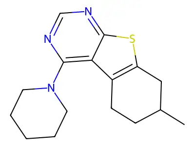 7-Methyl-4-(1-piperidinyl)-5,6,7,8-tetrahydro[1]benzothieno[2,3-d]pyrimidine structure