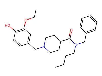 N-benzyl-N-butyl-1-(3-ethoxy-4-hydroxybenzyl)piperidine-4-carboxamide structure