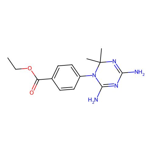 Ethyl 4-(4,6-diamino-2,2-dimethyl-1,3,5-triazin-1-yl)benzoate structure