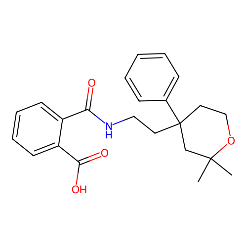 2-[2-(2,2-dimethyl-4-phenyl-oxan-4-yl)ethylcarbamoyl]benzoic Acid structure