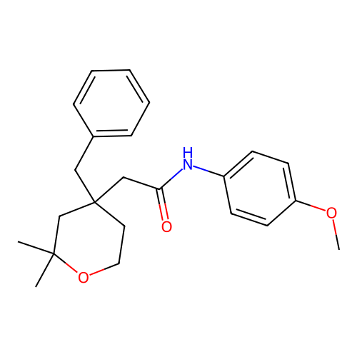 2-(4-Benzyl-2,2-dimethyl-tetrahydro-pyran-4-yl)-N-(4-methoxy-phenyl)-acetamide structure