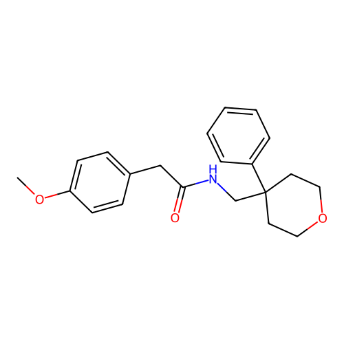 2-(4-methoxyphenyl)-N-((4-phenyltetrahydro-2H-pyran-4-yl)methyl)acetamide structure