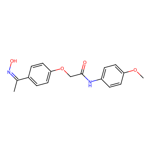 2-{4-[(1Z)-N-hydroxyethanimidoyl]phenoxy}-N-(4-methoxyphenyl)acetamide structure