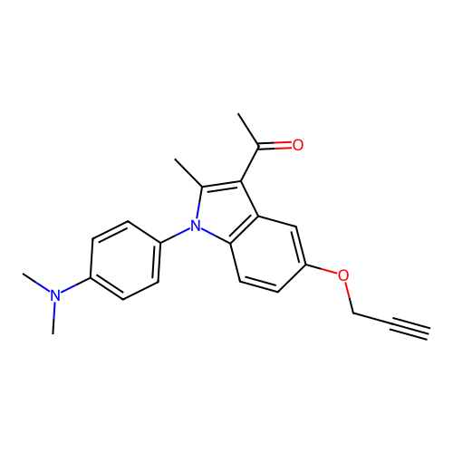 1-[1-(4-dimethylaminophenyl)-2-methyl-5-prop-2-ynoxyindol-3-yl]ethanone structure
