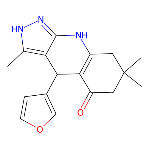 4-(3-furyl)-3,7,7-trimethyl-1,4,6,7,8,9-hexahydro-5H-pyrazolo[3,4-b]quinolin-5-one structure
