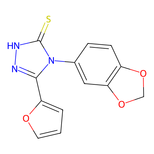 4-(1,3-benzodioxol-5-yl)-5-(furan-2-yl)-4H-1,2,4-triazole-3-thiol structure