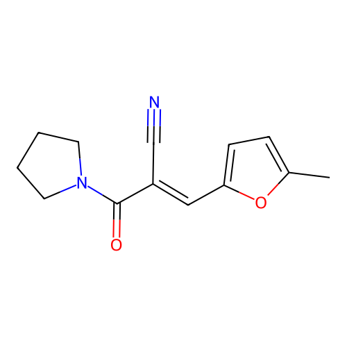 3-(5-Methylfuran-2-yl)-2-(pyrrolidine-1-carbonyl)prop-2-enenitrile structure