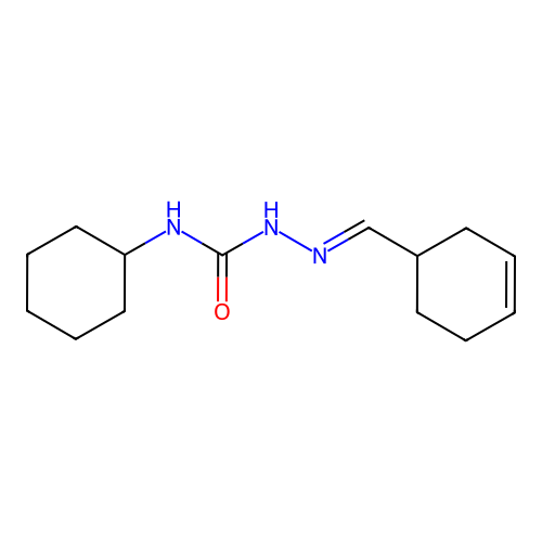 (2E)-2-(cyclohex-3-en-1-ylmethylidene)-N-cyclohexylhydrazinecarboxamide structure