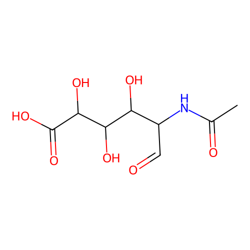 5-Acetamido-2,3,4-trihydroxy-6-oxohexanoic acid structure