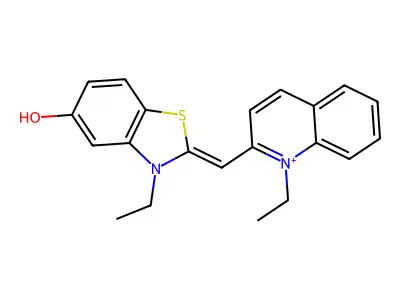 3-Ethyl-2-[(1-ethylquinolin-1-ium-2-yl)methylidene]-1,3-benzothiazol-5-ol structure