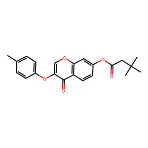 3-(4-methylphenoxy)-4-oxo-4H-chromen-7-yl 3,3-dimethylbutanoate structure