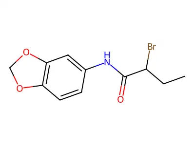 N-1,3-benzodioxol-5-yl-2-bromobutanamide structure
