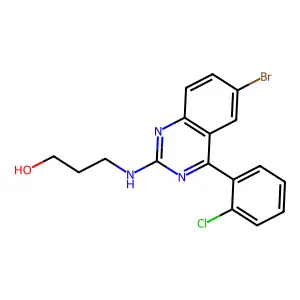 3-{[6-Bromo-4-(2-chlorophenyl)quinazolin-2-yl]amino}propan-1-ol structure
